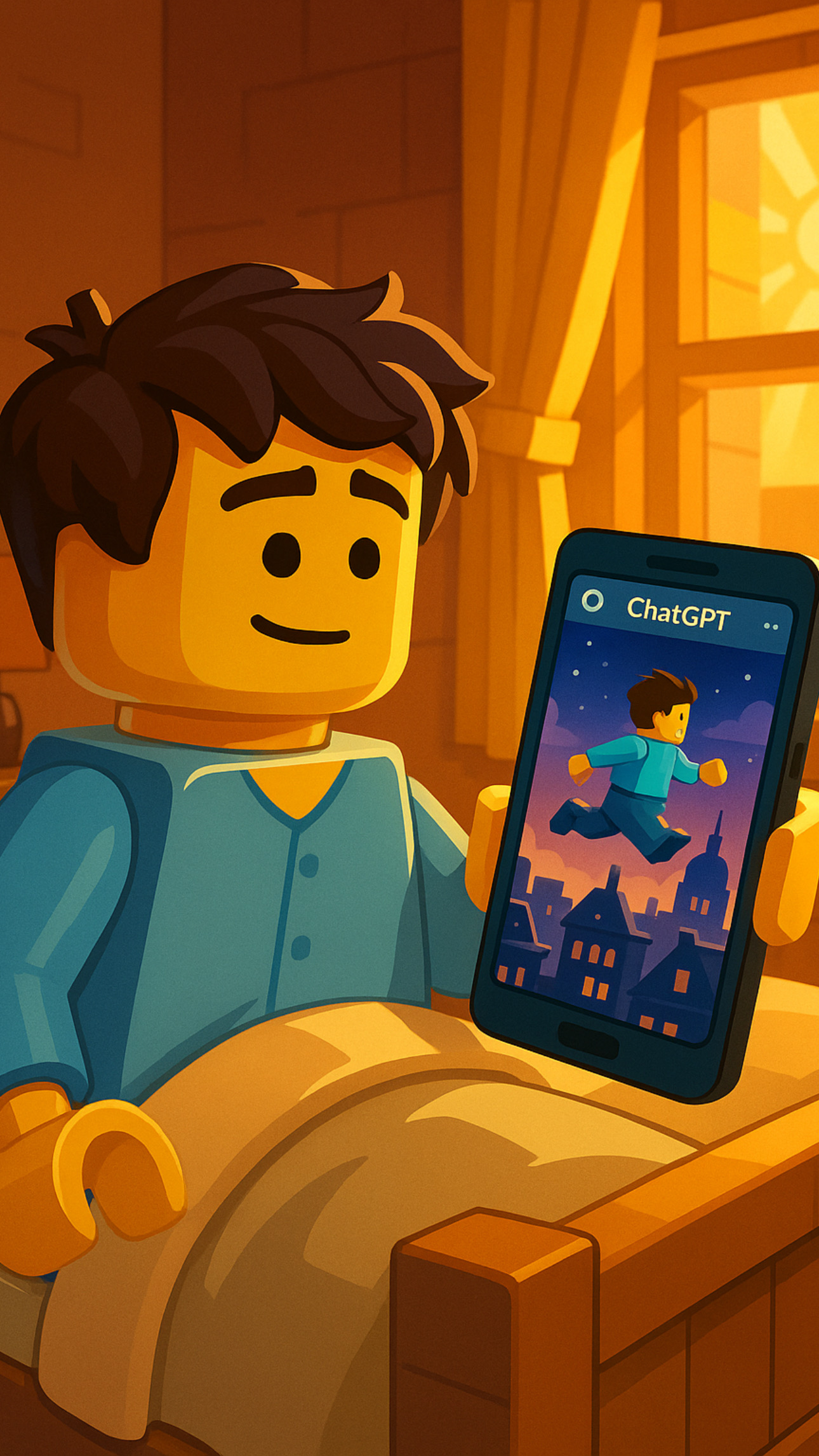 A figure looking at ChatGPT on a smartphone